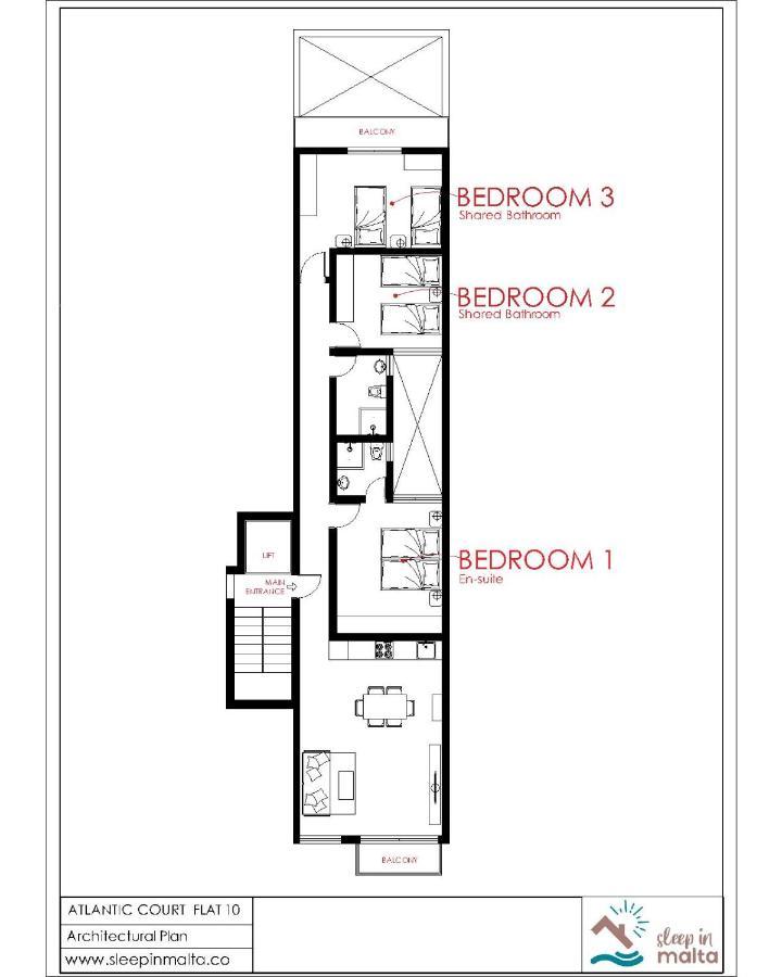 F10 Room 1, Private Double Room With Private Bathroom In Shared Flat Msida Esterno foto